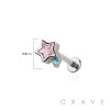 CZ TWINKLE STAR THREADLESS (PUSH IN) 316L SURGICAL STEEL LABRET SET